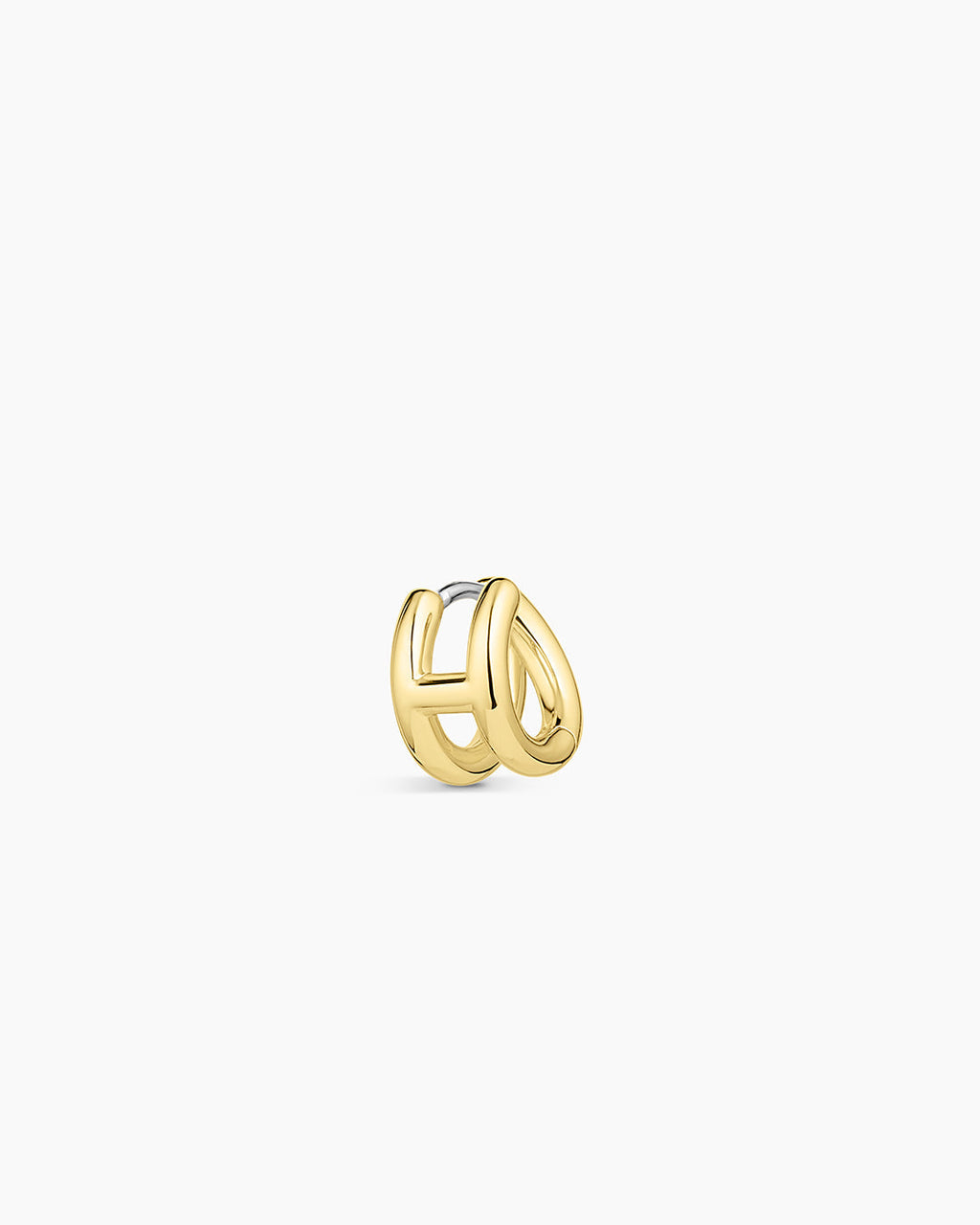 Alphabet Huggie || option::18K Gold Plated, H