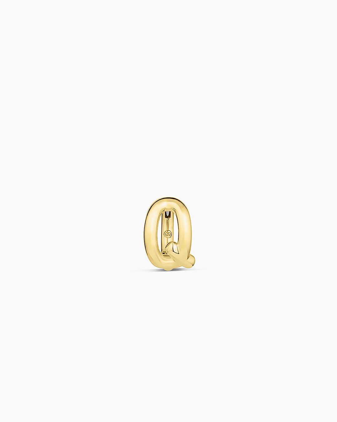 Alphabet Huggie || option::18K Gold Plated, Q