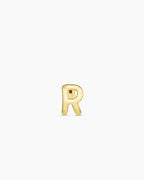 Alphabet Huggie || option::18K Gold Plated, R