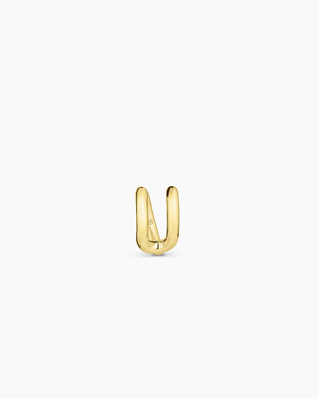 Alphabet Huggie || option::18K Gold Plated, U
