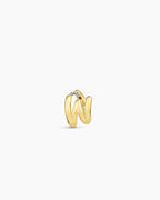 Alphabet Huggie || option::18K Gold Plated, W