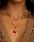 Heart Key Statement Charm || option::18K Gold Plated