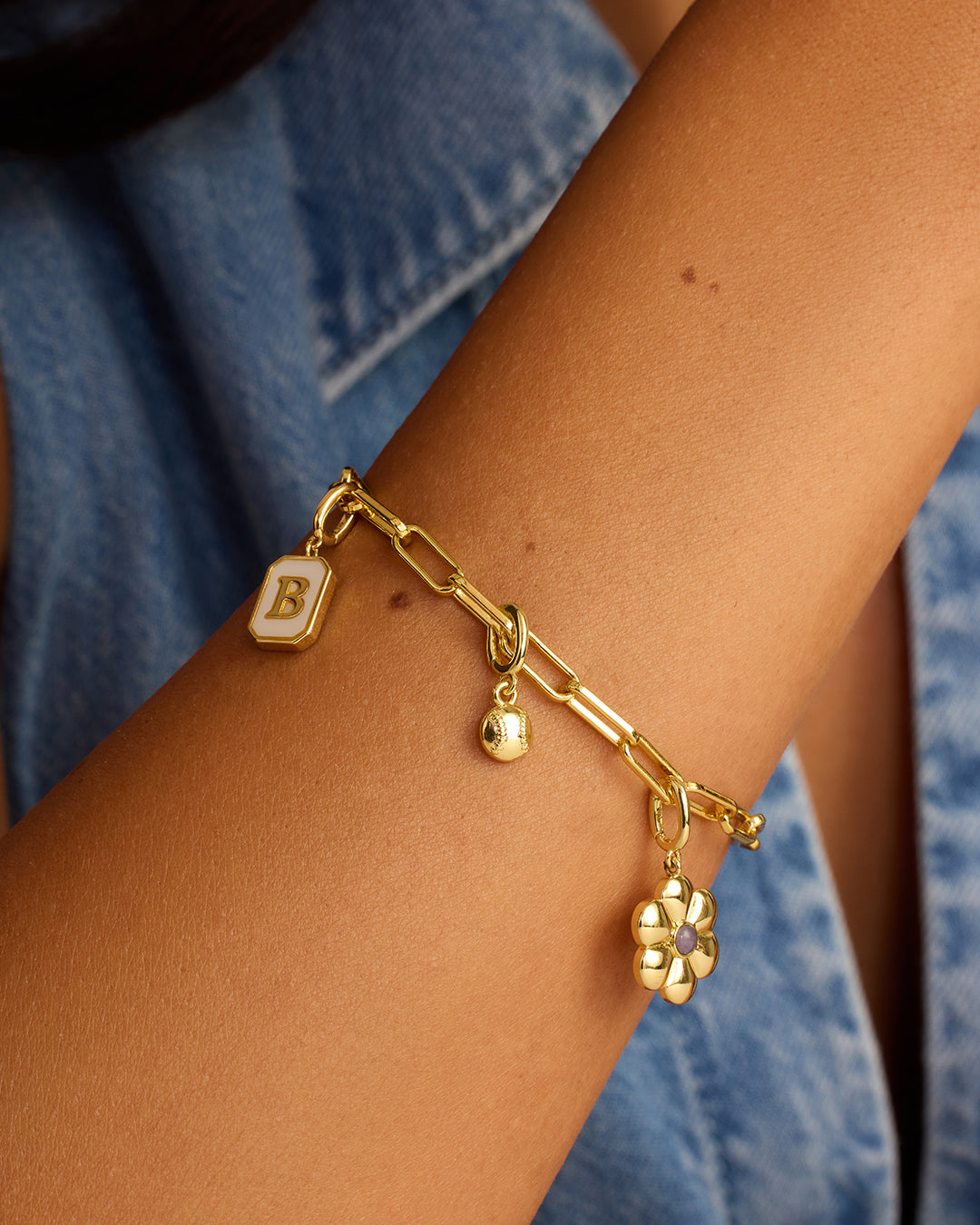 Varsity Parker Charm || option::18K Gold Plated, Baseball