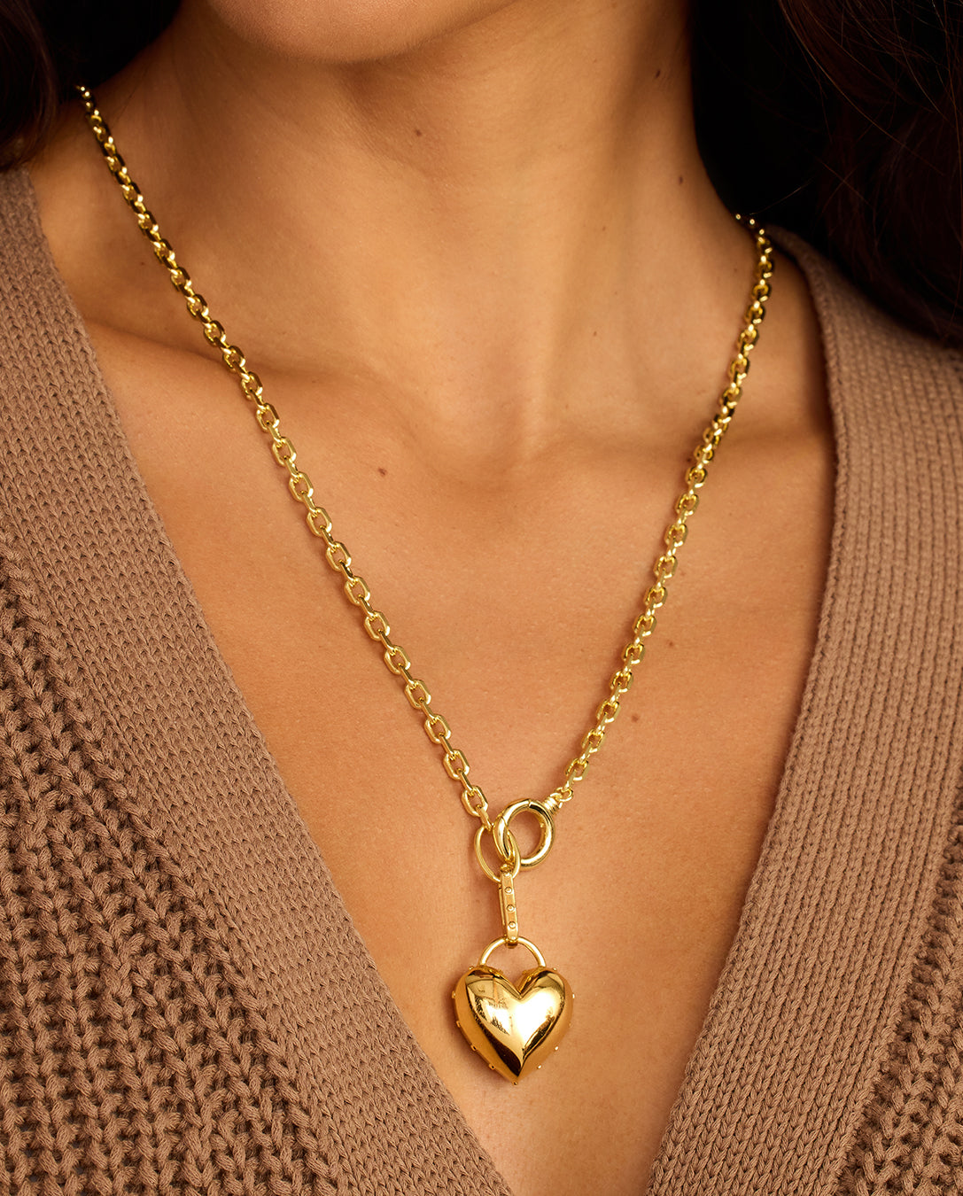 Asher Heart Necklace || option::18K Gold Plated