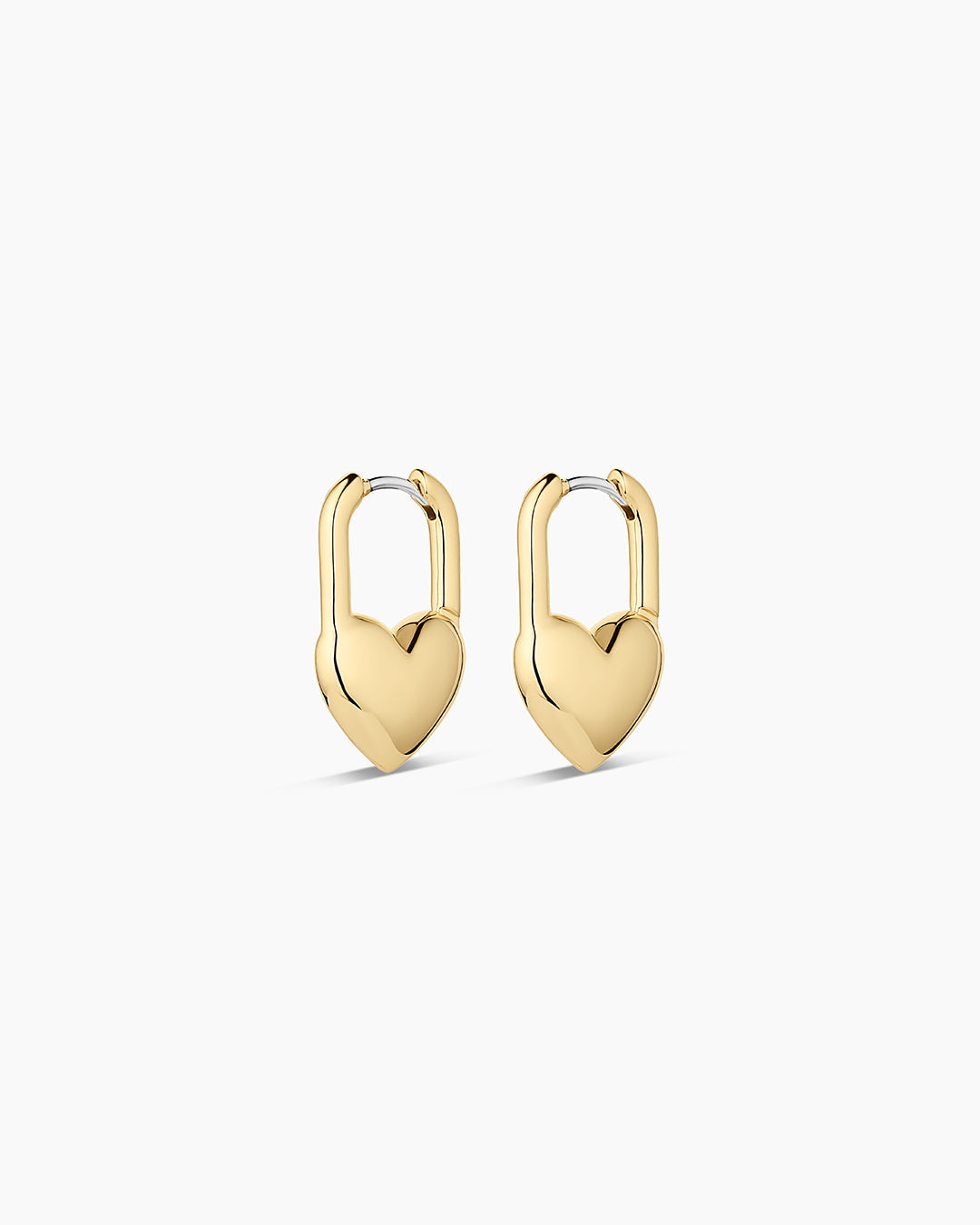Heart Padlock Huggies || option::18K Gold Plated