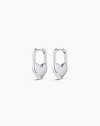 Heart Padlock Huggies || option::Silver Plated