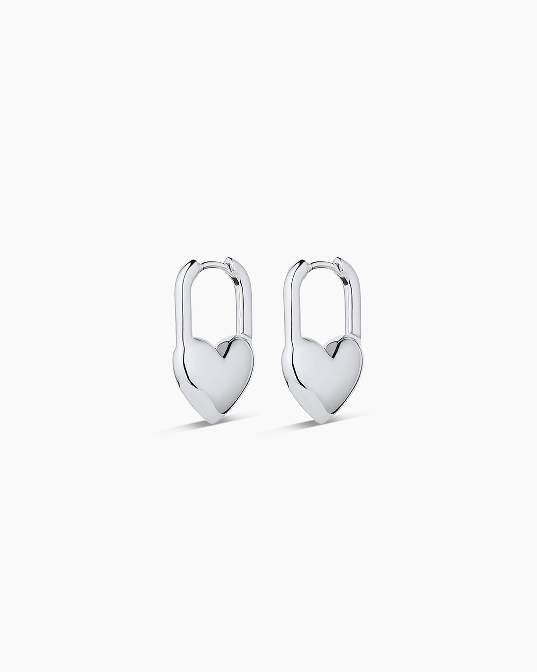 Heart Padlock Huggies || option::Silver Plated