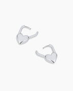 Heart Padlock Huggies || option::Silver Plated