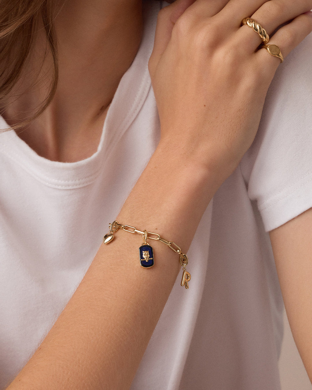 Power Gemstone Wisdom Parker Charm || option::18K Gold Plated
