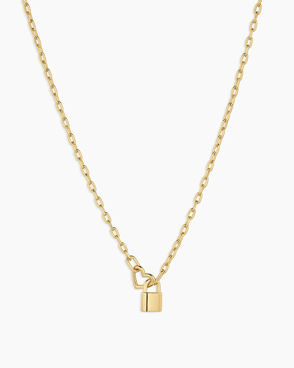 Heart Padlock Interlocking Necklace || option::18K Gold Plated