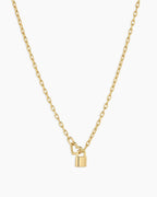 Heart Padlock Interlocking Necklace || option::18K Gold Plated