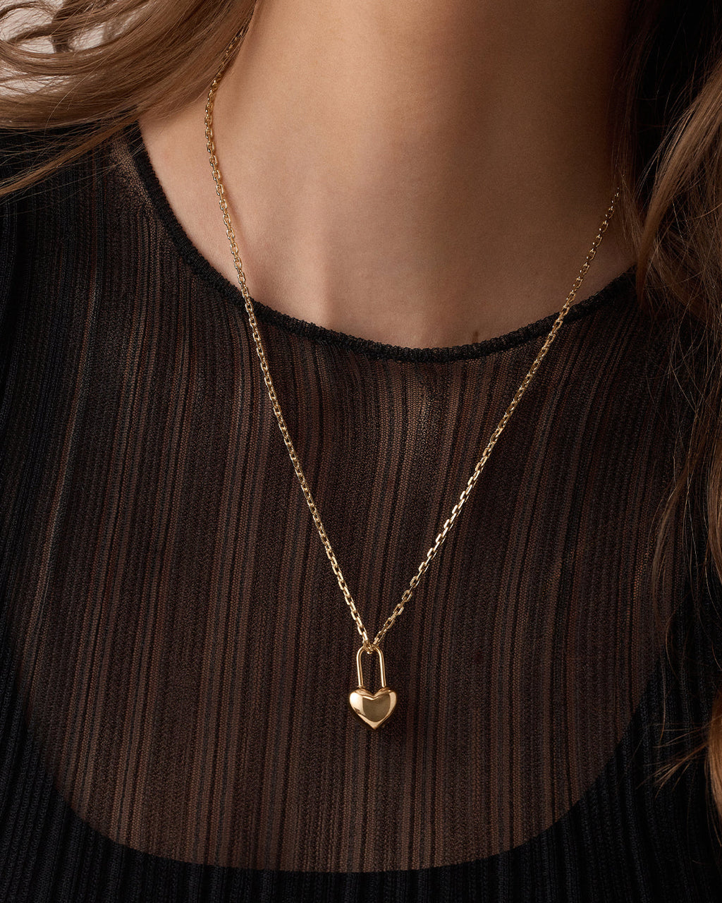 Heart Padlock Charm || option::18K Gold Plated