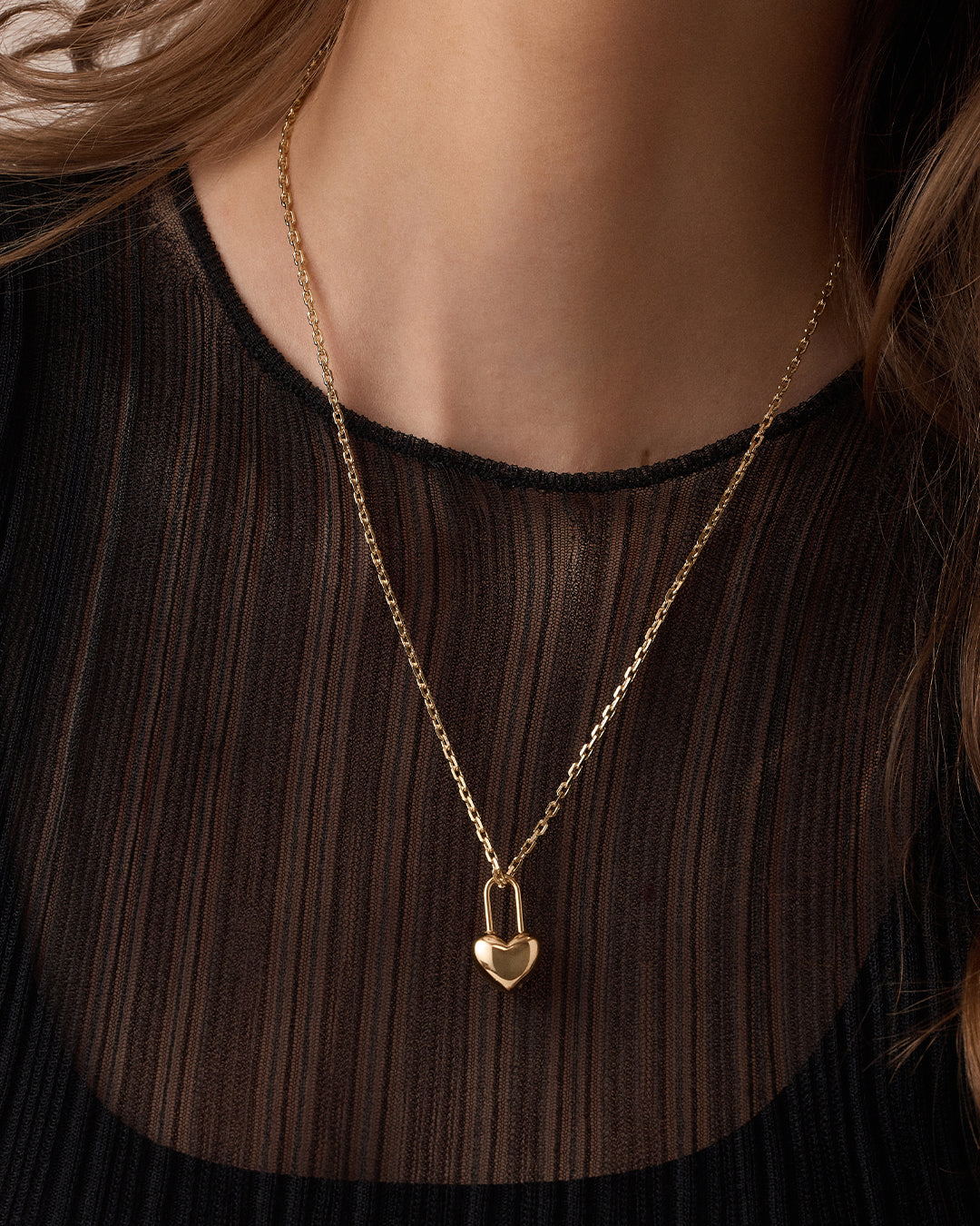 Heart Padlock Charm || option::18K Gold Plated