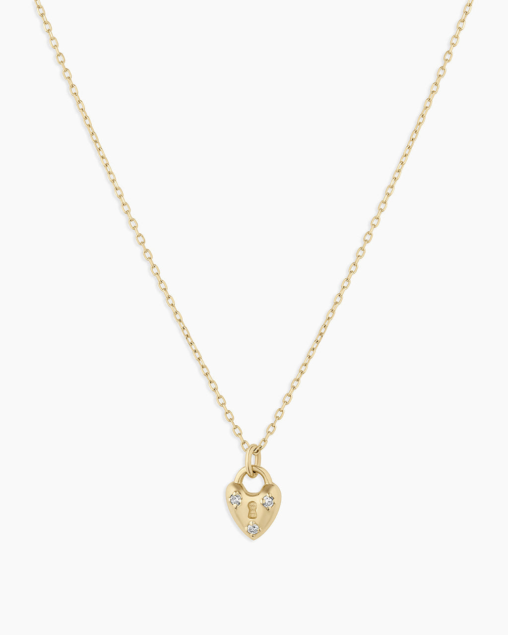 Diamond Bond Lock Necklace || option::14K Solid Gold