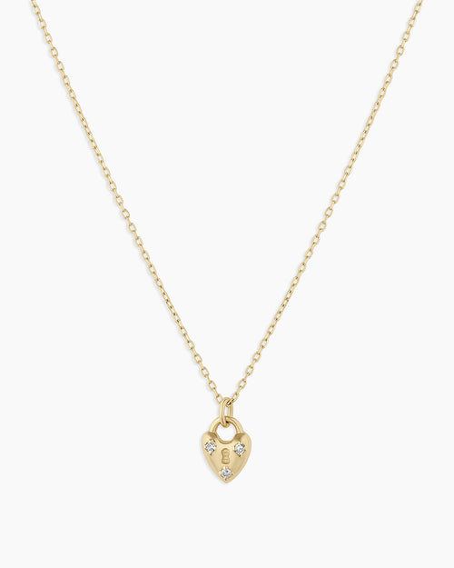 Diamond Bond Lock Necklace || option::14K Solid Gold
