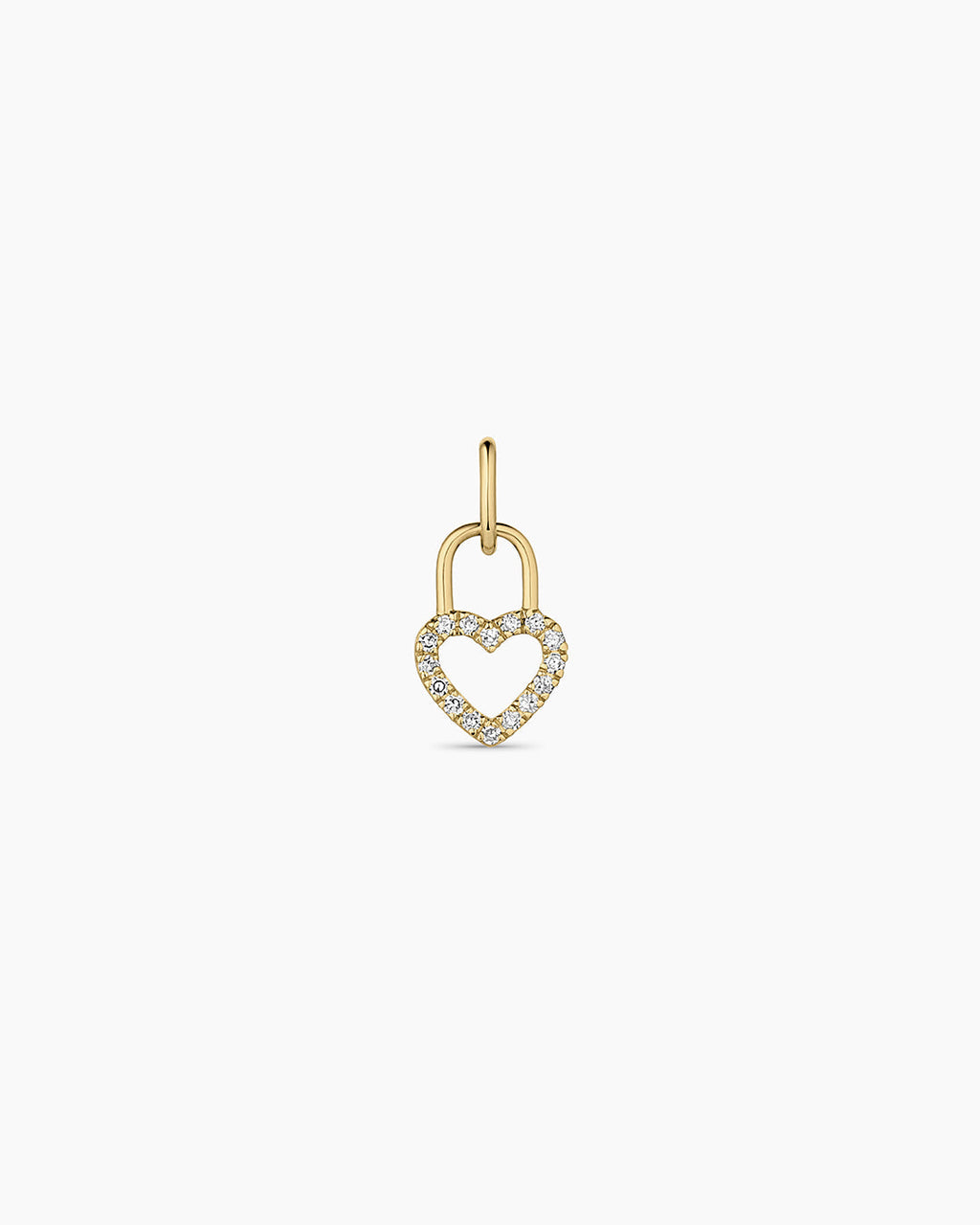 Diamond Heart Padlock Charm || option::14K Solid Gold