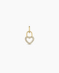 Diamond Heart Padlock Charm || option::14K Solid Gold