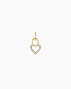 Diamond Heart Padlock Charm || option::14K Solid Gold