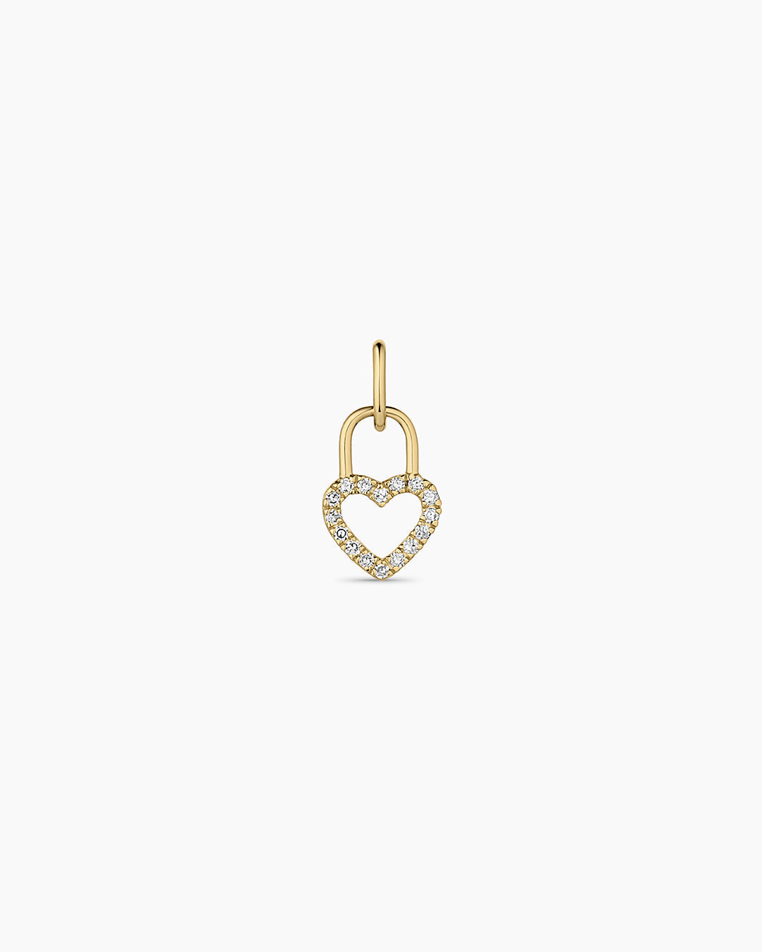 Diamond Heart Padlock Charm || option::14K Solid Gold