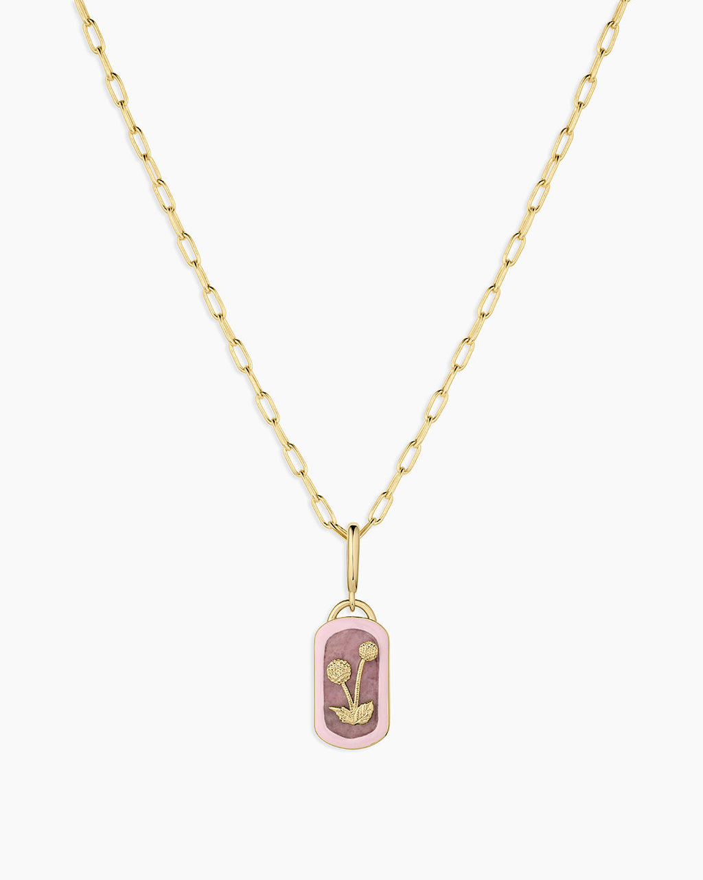 Power Gemstone Parker Charm Necklace Compassion || option::18K Gold Plated, Rhodochrosite