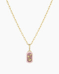 Power Gemstone Parker Charm Necklace Compassion || option::18K Gold Plated, Rhodochrosite