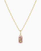 Power Gemstone Parker Charm Necklace Compassion || option::18K Gold Plated, Rhodochrosite