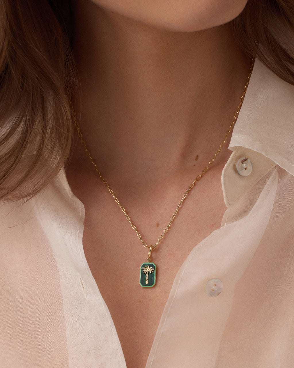 Power Gemstone Parker
 Charm Necklace Travel || option::18K Gold Plated