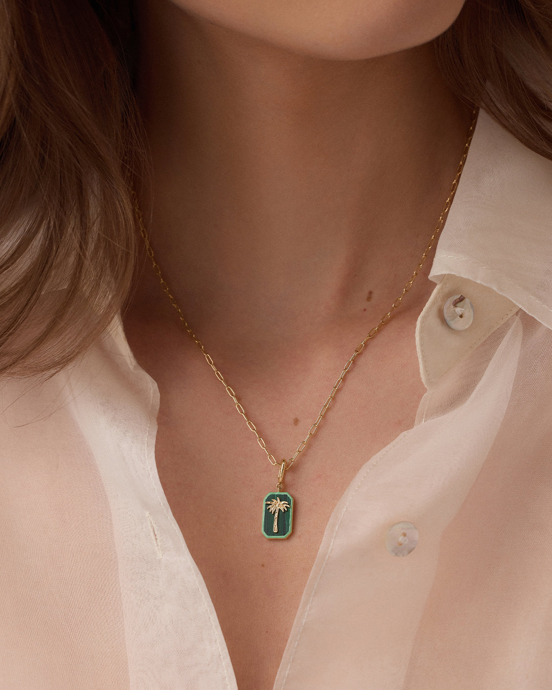 Power Gemstone Parker
 Charm Necklace Travel || option::18K Gold Plated