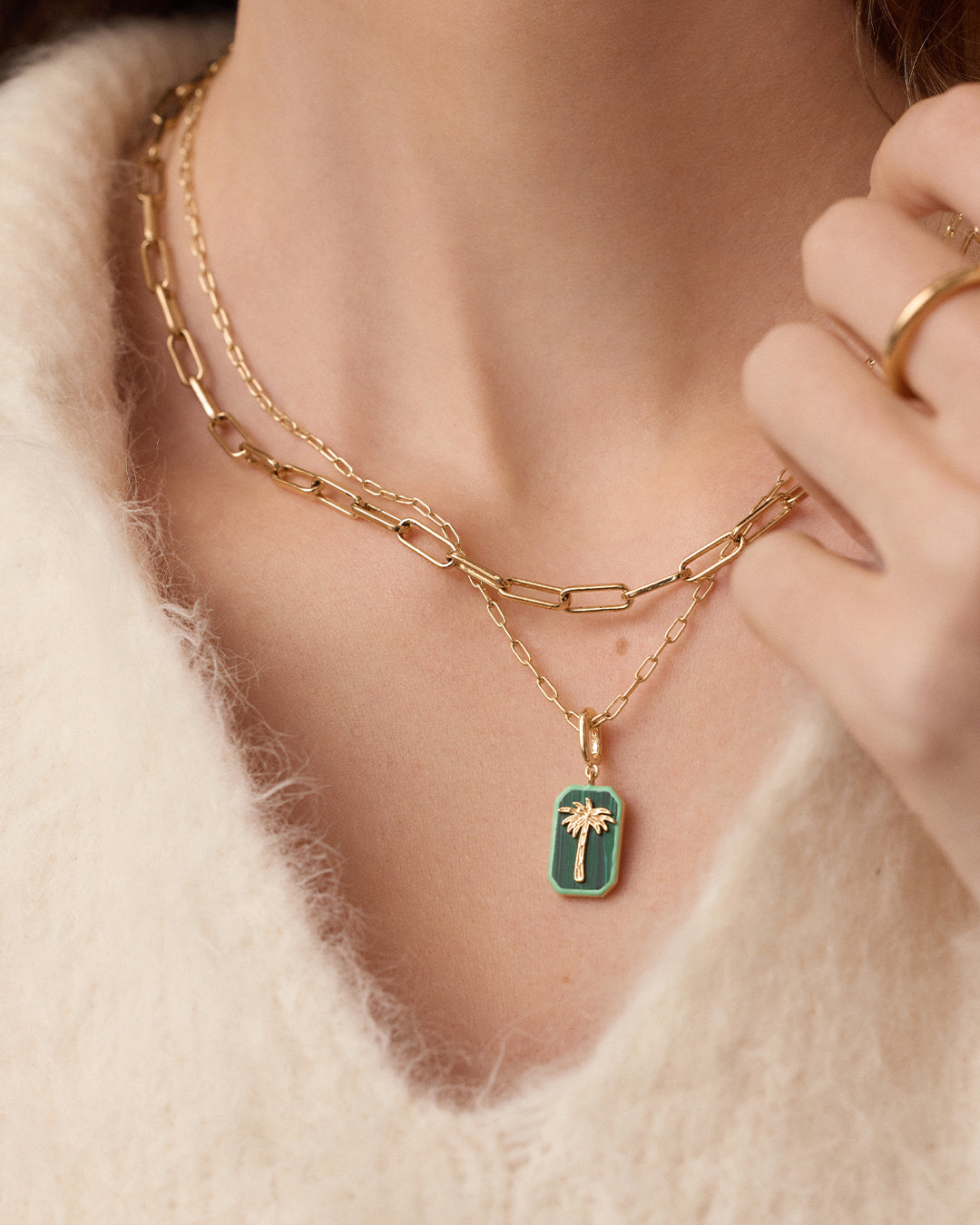 Power Gemstone Parker
 Charm Necklace Travel || option::18K Gold Plated