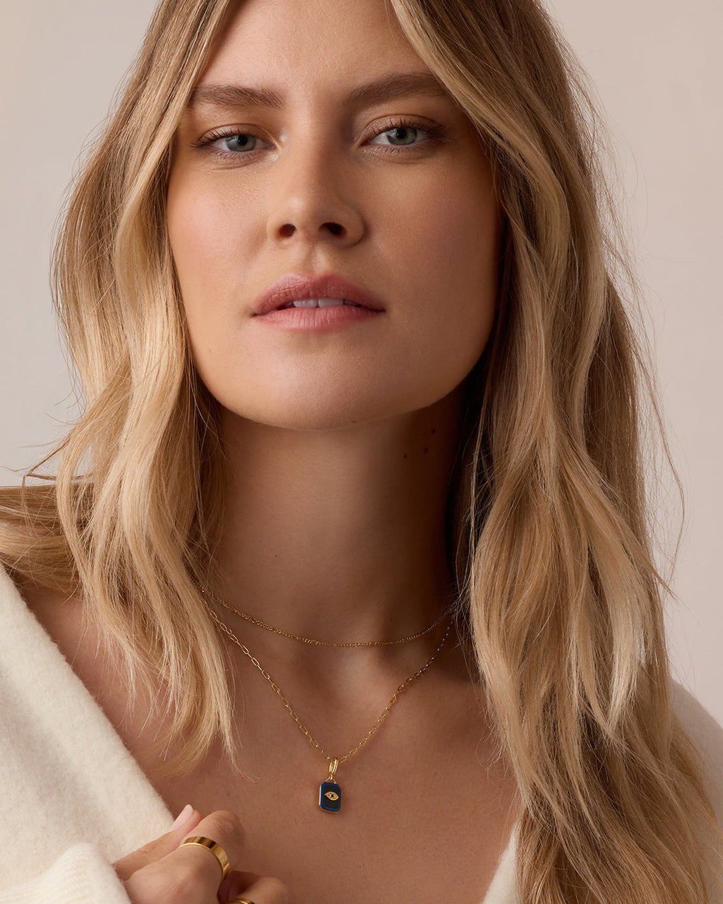 Power Gemstone Parker Charm Necklace Protection || option::18K Gold Plated