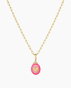 Power Gemstone Parker Charm Necklace Love || option::18K Gold Plated