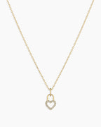 Diamond Heart Padlock Charm Necklace || option::14K Solid Gold
