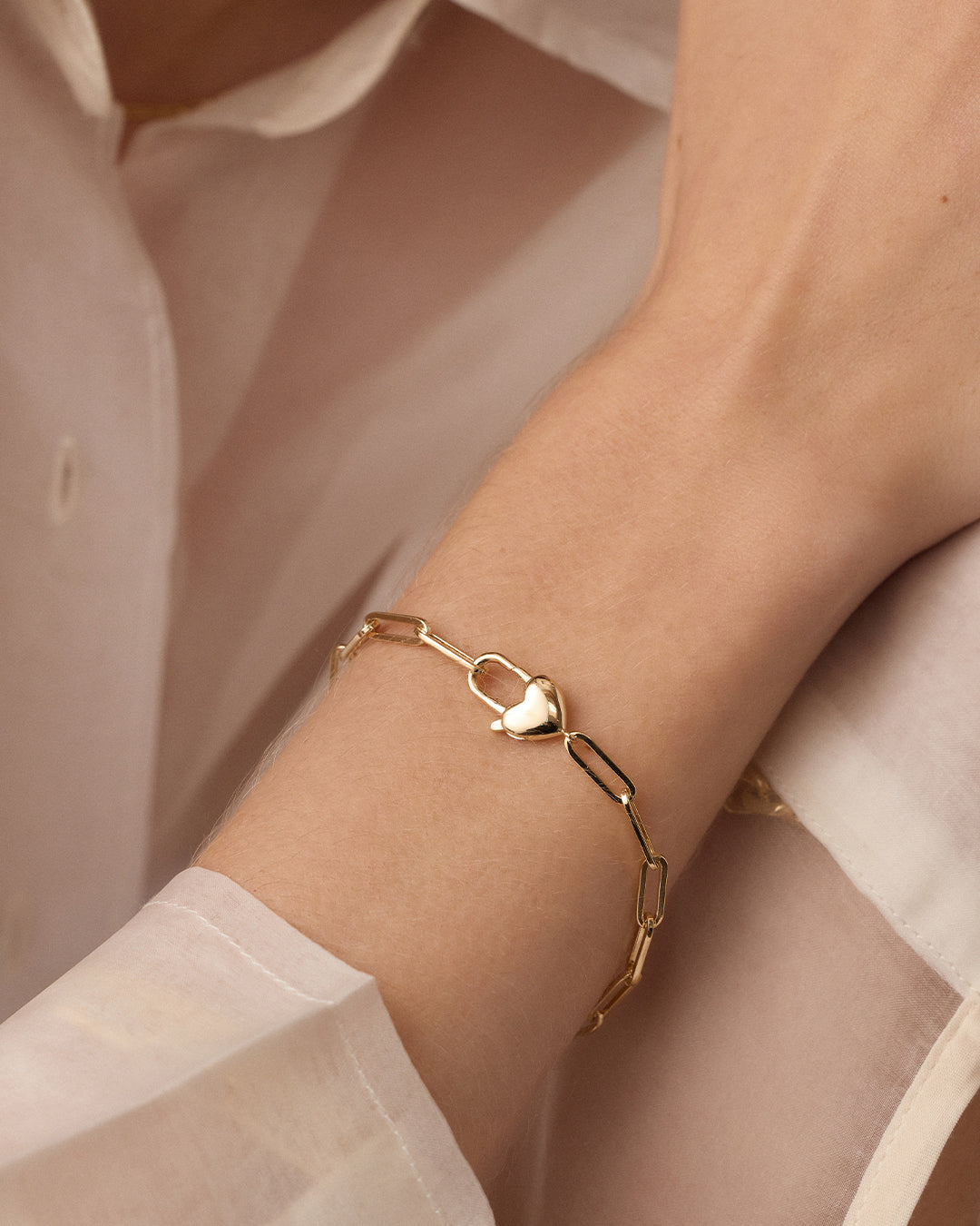 Heart Padlock Bracelet || option::18K Gold Plated