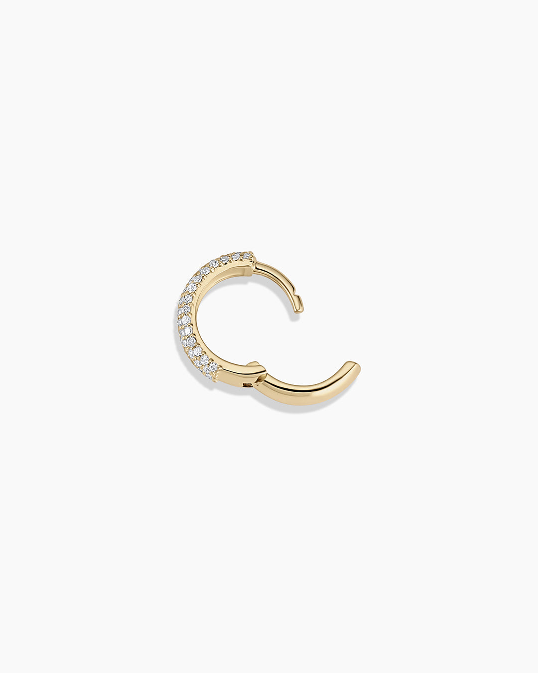 Diamond Paseo Statement Single Huggie || option::14K Solid Gold