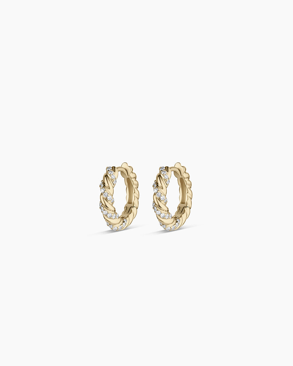 Diamond Crew Huggies || option::14K Solid Gold