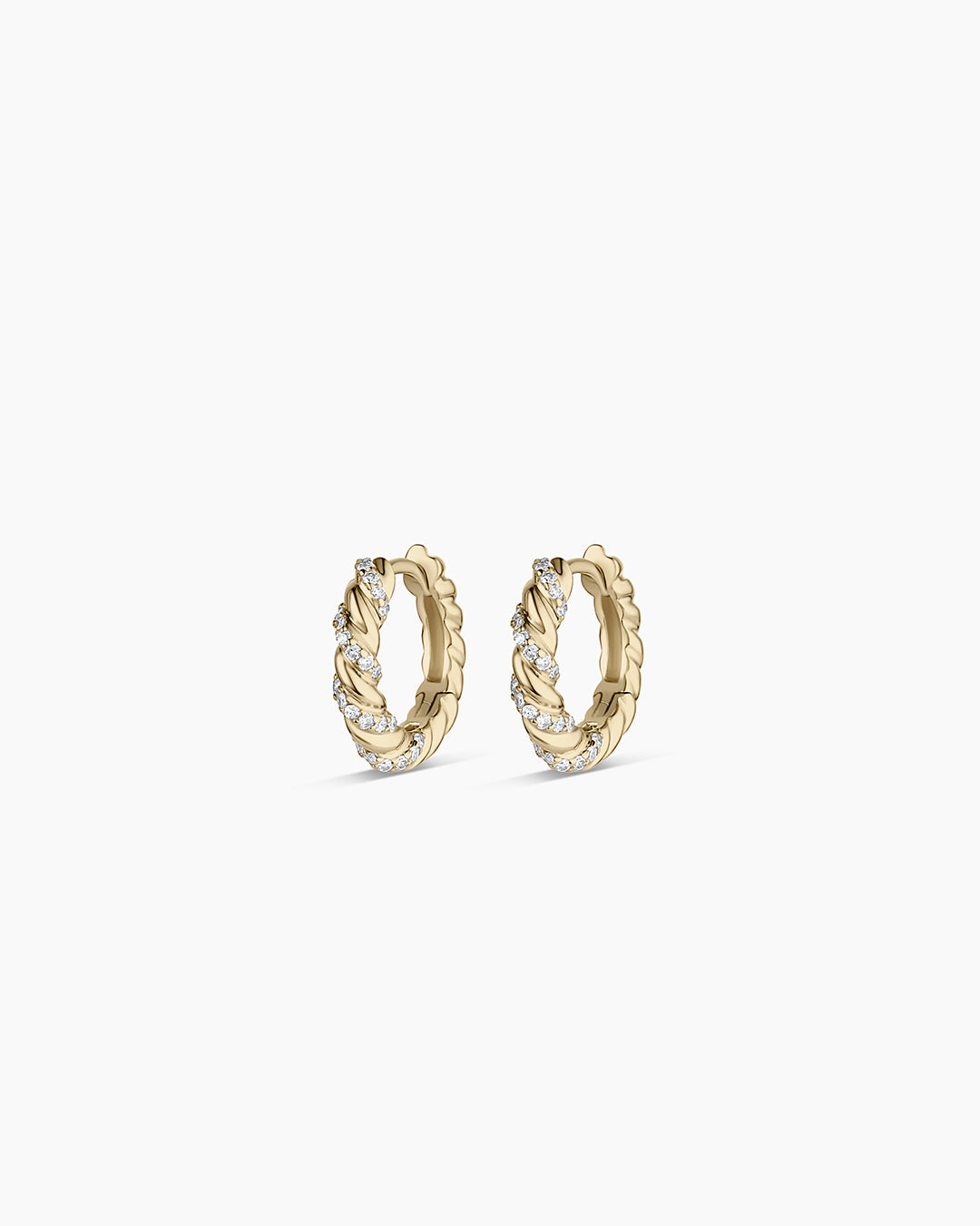Diamond Crew Huggies || option::14K Solid Gold