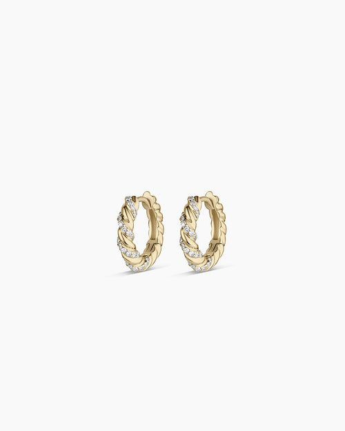 Diamond Crew Huggies || option::14K Solid Gold