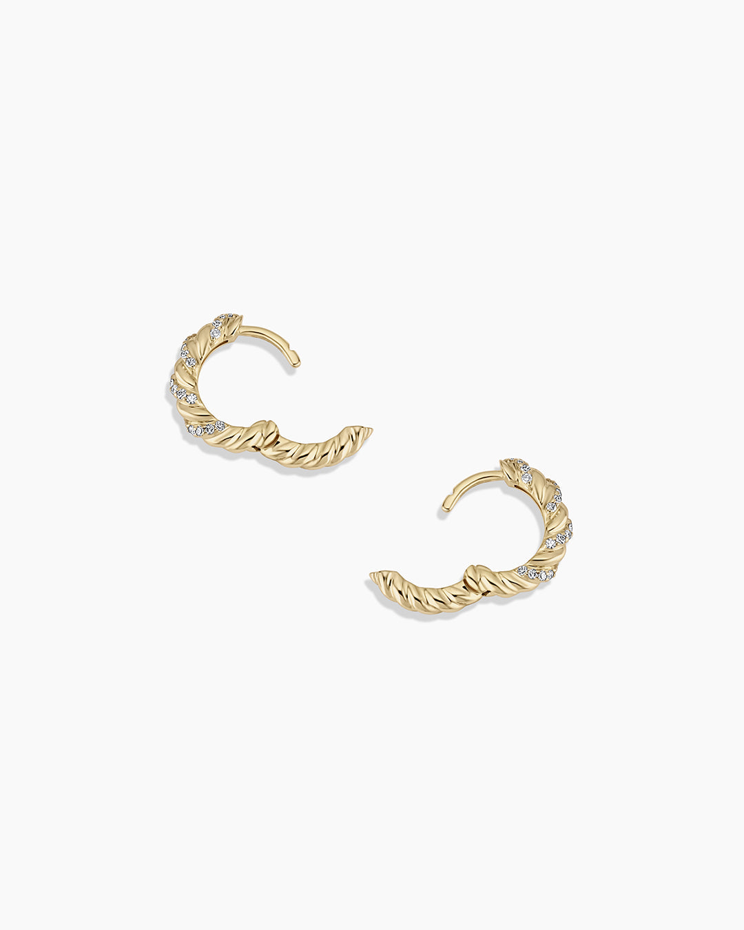 Diamond Crew Huggies || option::14K Solid Gold