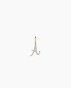 Diamond Script Alphabet Charm || option::14K Solid Gold, A