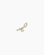 Diamond Script Alphabet Charm || option::14K Solid Gold, A