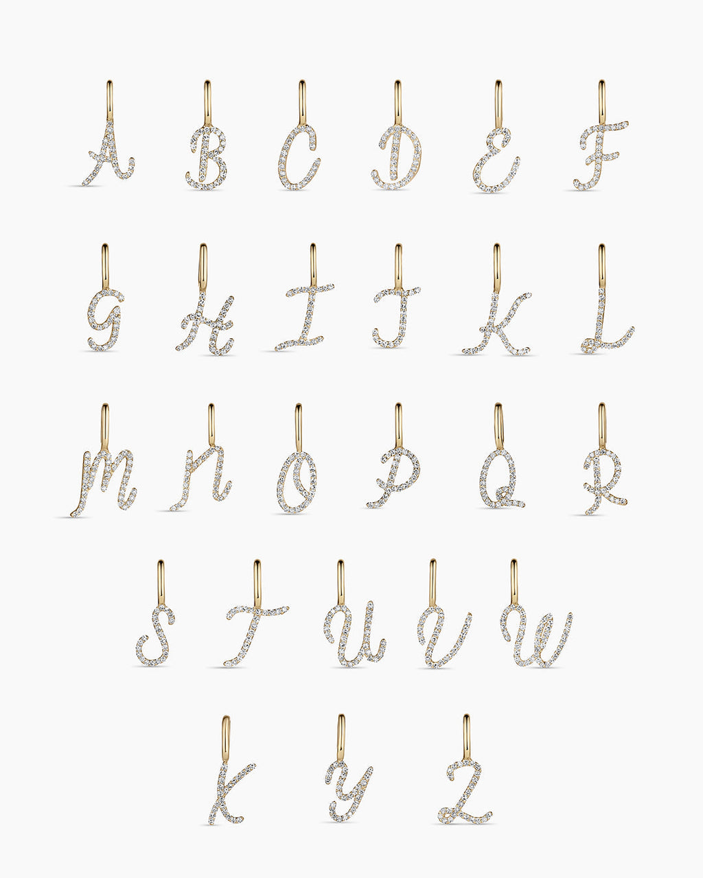 Diamond Script Alphabet Charm | All Letters