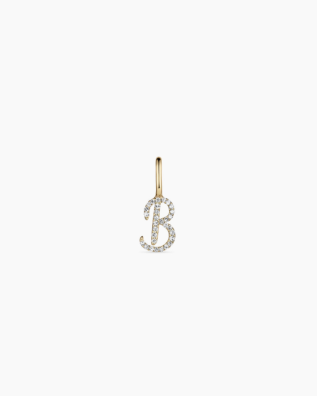 Diamond Script Alphabet Charm || option::14K Solid Gold, B
