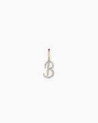 Diamond Script Alphabet Charm || option::14K Solid Gold, B