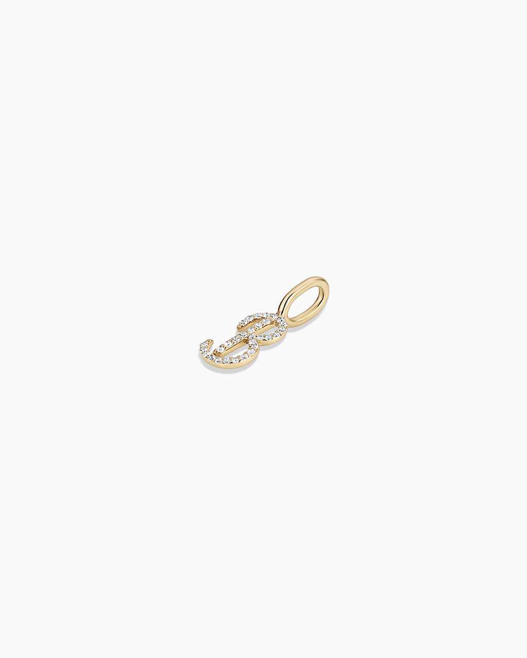 Diamond Script Alphabet Charm || option::14K Solid Gold, B