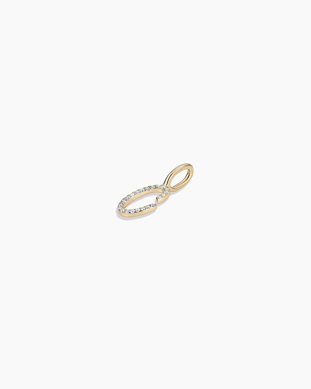 Diamond Script Alphabet Charm || option::14K Solid Gold, C
