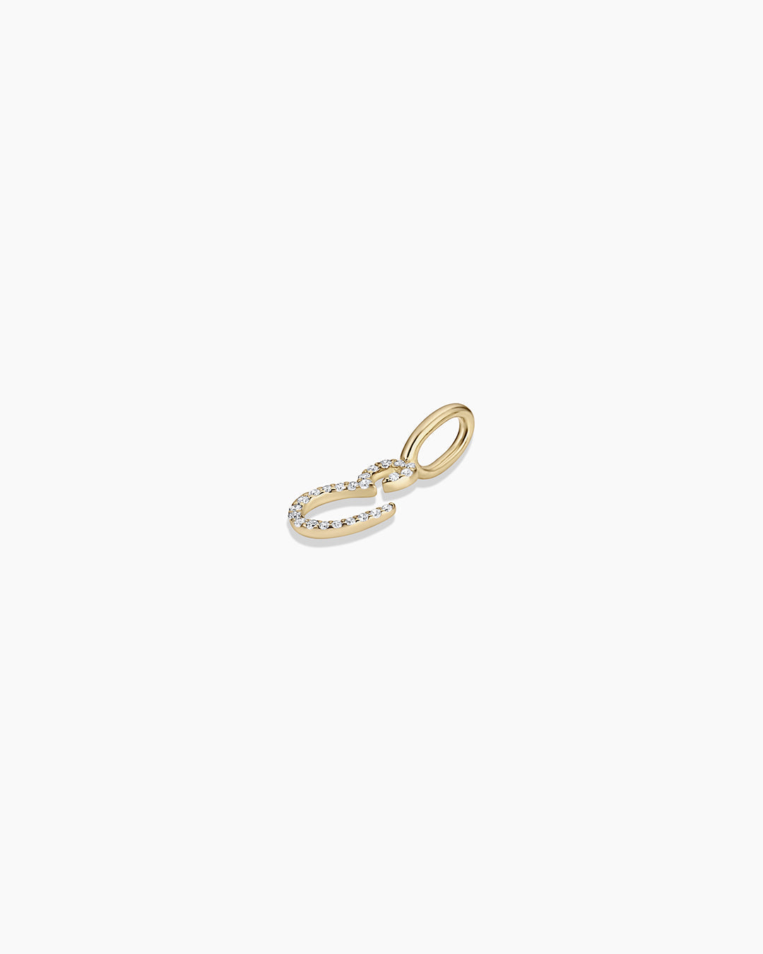 Diamond Script Alphabet Charm || option::14K Solid Gold, E