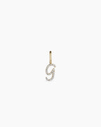 Diamond Script Alphabet Charm || option::14K Solid Gold, G