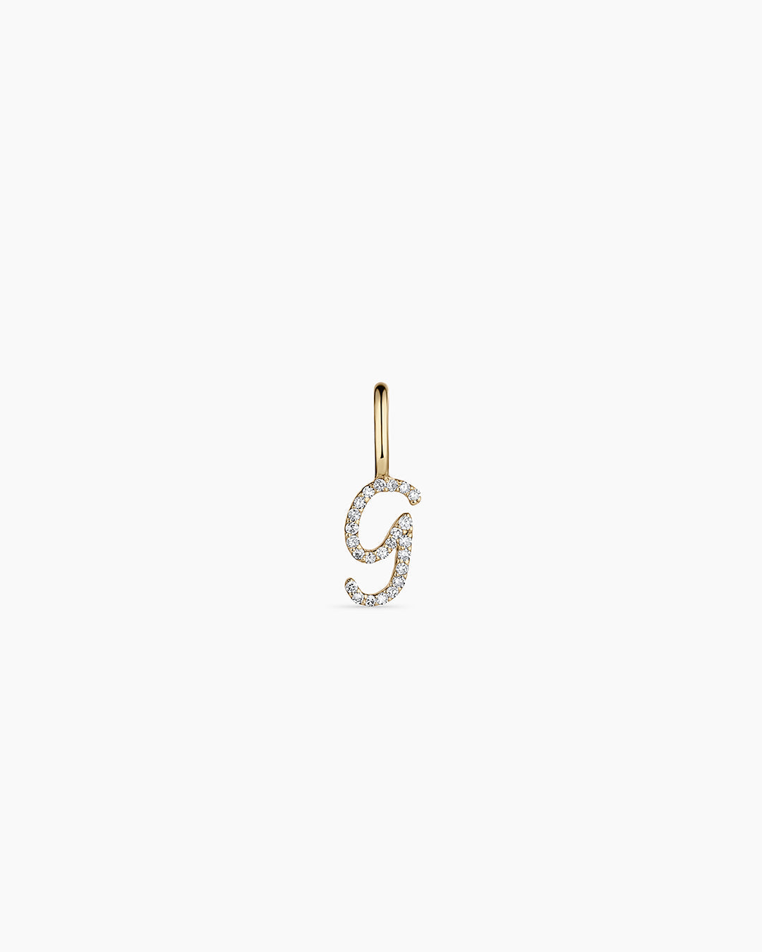Diamond Script Alphabet Charm || option::14K Solid Gold, G