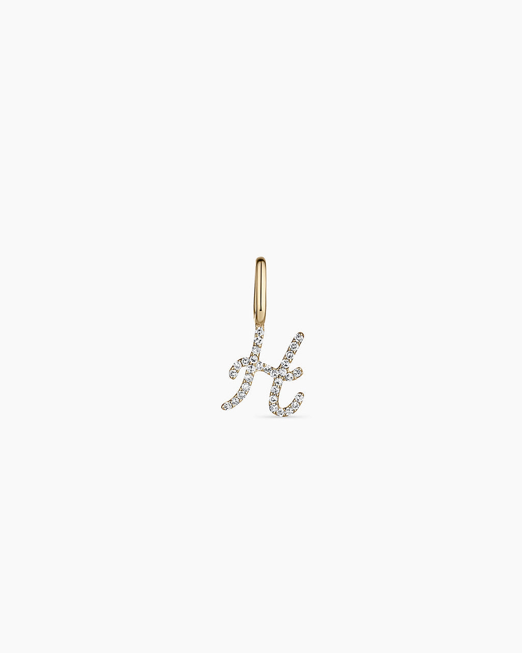 Diamond Script Alphabet Charm || option::14K Solid Gold, H