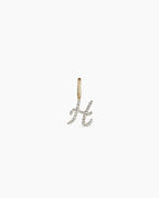 Diamond Script Alphabet Charm || option::14K Solid Gold, H